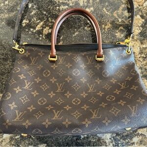 Louis Vuitton Tote Bag Shoulder Pallas M41064 Monogram Noir Leather LV Ladies...